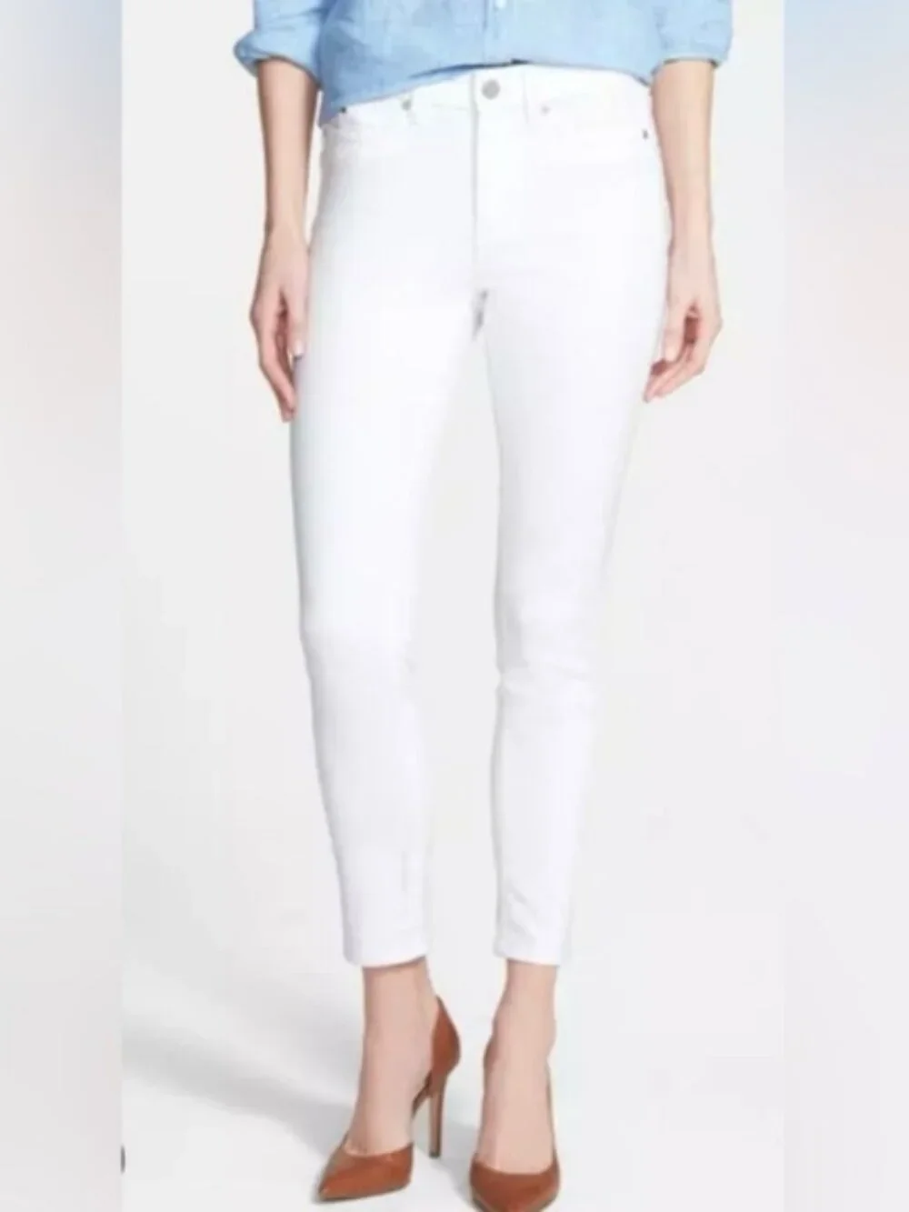 💠Vince Camuto White Denim Jeans Womens Size 28/6 Skinny Ankle Length High Rise